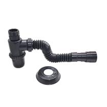 Sifão Copo Preto para Lavatório Cuba Pia Tanque Saída Flexivel