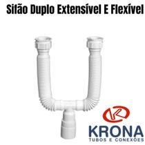 Sifão Duplo Extensível E Flexível Branco Krona
