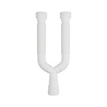 Sifão Duplo Sanfonado Extensível Blukit 70cm Branco Universal Sifão Duplo Sanfonado Extensível Blukit 70cm Branco Universal