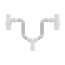 Sifão Duplo Sanfonado Extensível Censi Com Copo Horizontal Branco Sifão Duplo Sanfonado Extensível Censi Com Copo Horizontal Branco