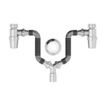 Sifão Duplo Sanfonado Extensível Censi com Copo Horizontal Cromado Sifão Duplo Sanfonado Extensível Censi com Copo Horizontal Cromado