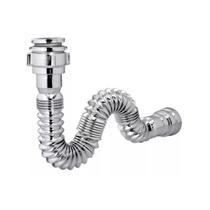 Sifão Extensível Sanfonado Flexível PVC Cromado Brilhante Até 70cm Cozinha Pia Banheiro Tanque Universal