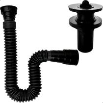 Sifão Flexível De Pia Banheiro ABS Preto Válvula Lavatório 7/8 Preta Inox Ralo De Pia Cuba Lavatório Escoamento 30mm Sifao De Plástico Sanfonado Kit Sifão Flexível De Pia Banheiro ABS Preto Válvula Lavatório 7/8 Preta Inox Ralo De Pia Cuba Lavatório Escoamento 30mm Sifao De Plástico Sanfonado Kit
