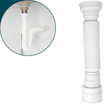 Sifão Flexível De Plástico Branco Sanfonado Universal Para Pia Cuba Cozinha Banheiro Tubo Extensível