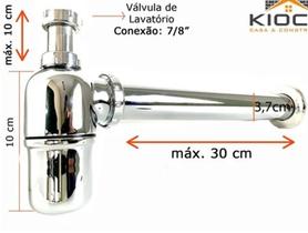 Sifão metal para banheiro Inox Cromado 1 x 1.1/2 x 30 cm