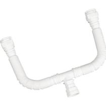 Sifão para lavatório duplo sanfonado com adaptador para 7/8, 1 1/4" e 1 1/2" em polipropileno branco Astra
