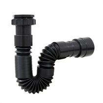 Sifão Plástico Sanfonado Branco Preto ou Prata para Pia Cuba Banheiro Cozinha