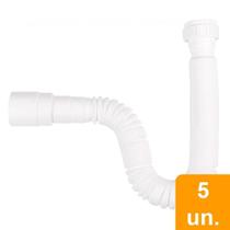 Sifão Plastilit Extensível Universal Longo 1,5m Branco Embalagem com 5 Unidades