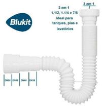 Sifão sanfonado branco universal com rosca - Blukit