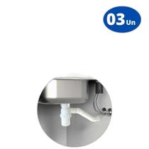 Sifão Sanfonado Com Copo 49Cm Branco Astra Kit Com 3 Un