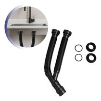 Sifão Sanfonado Duplo Lavatório/Pia/Tanque 80Cm Preto Preto