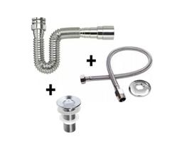 Sifão Sanfonado + Engate Flexível 40cm + Válvula Lavatório Metal