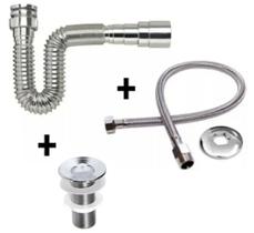 Sifão Sanfonado + Engate Flexível 60cm + Válvula Lavatório Metal