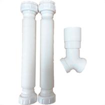 Sifao Sanfonado Extensivel Censi Duplo Branco Com Suporte Canopla ( Pia - Tanque - Lavatorio ) - 7158 Sifao Sanfonado Extensivel Censi Duplo Branco Com Suporte Canopla ( Pia - Tanque - Lavatorio ) - 7158