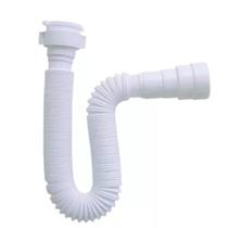 Sifão Sanfonado Longo Grande Flexível Universal Cor Branco