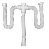 Sifão Sanfonado Triplo Lavatório/Pia/Tanque 80Cm Branco Branco