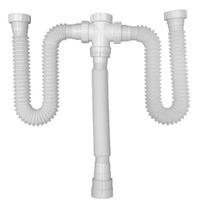 Sifão Sanfonado Triplo Lavatório/Pia/Tanque 80Cm Branco