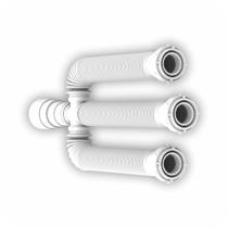 Sifão sanfonado triplo tubo flexivel branco