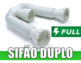 Sifão Sanfonado Universal Branco Duplo 70cm Ajustável Para Lavatório / Pia / Tanque