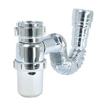 Sifão Sanfonado Universal com Copo Cromado Astra SSUC2 Cor Prateado