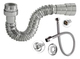 Sifão Sanfonado Universal Cr + Engate Flexível Trançado 40Cm