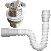 Sifão Sanfonado Universal Plastico Branco e Valvula 1 ¼ Para Tanque Tampa Giratoria Kit Ralo De Pia Inox Para Lavatorio E Sifao PVC Flexível