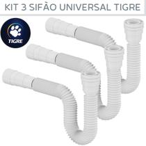 Sifão Sanfonado Universal Tigre Kit Com 3un Ajustável Multiuso Simples Para Pia de Cozinha, Lavatório ou Tanque Sifao de Pia Tigre.