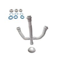 Sifão Triplo Sanfonado Universal Luconi com Canopla Tubo Corrugado Extensível Pia Tanque