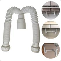 Sifão Tubo Cano Sanfonado Duplo Completo P/ Cuba Tanque Branco Sifão Tubo Cano Sanfonado Duplo Completo P/ Cuba Tanque Branco