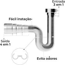Sifão Tubo Ext. Sanfonado Universal Cromado 38 a 50mm Blukit