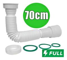 Sifão Universal Branco 70cm Ajustável Sanfonado Pia Lavatório Banheiro