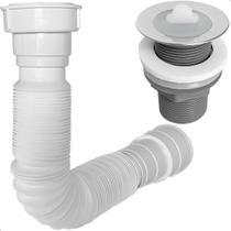 Sifão Universal Extensível Branco Válvula Lavatório 1 1/4 ABS Inox Kit Banheiro Tampa Alta Vedação Sifão Universal Extensível Branco Válvula Lavatório 1 1/4 ABS Inox Kit Banheiro Tampa Alta Vedação