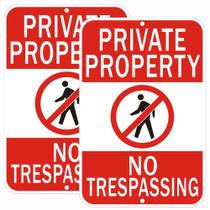 Sign Cefrashi Private Property No Trespassing, pacote com 2 unidades de 45x30cm