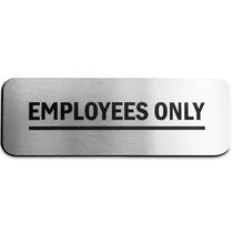 Sign Employees Only Globe Rocket em alumínio escovado 9x3 cm