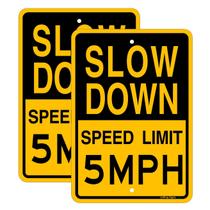 Sign Joffreg Slow Down Speed Limit 5 MPH 43x30cm Alumínio Sign Joffreg Slow Down Speed Limit 5 MPH 43x30cm Alumínio