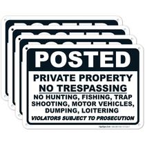 Sign Sigo assina propriedade privada sem invasão de propriedade 10 x 7 cm (pacote com 4)