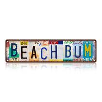 Sign Vintage Beach Bum Metal Tin Street Home Wall Decor