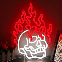 Signo de néon Geeinar Skull Fire regulável para decoração de quarto Signo de néon Geeinar Skull Fire regulável para decoração de quarto