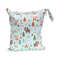 Sigzagor-saco de fraldas molhado e seco para o bebê, impermeável e reutilizável, com dois zíper