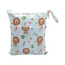 Sigzagor-saco de fraldas molhado e seco para o bebê, impermeável e reutilizável, com dois zíper