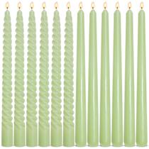 Sihuida Paquete de 12 Velas Cónicas y Espirales en Verde Salvia de 25 cm