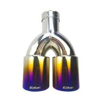 Silenciador De Escape Universal Em Aço Inoxidável Com Saída Dupla 51mm 63mm Eplus Estilo Automotivo