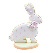 SILHUETA COELHO DEC RESINA BISCUIT BCO GLACE REAL 30cm