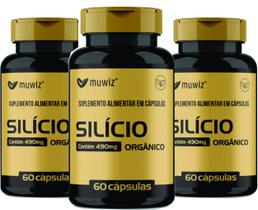 Silício Orgânico 180 Cápsulas 490 mg 3 frasco 60 caps - Muwiz