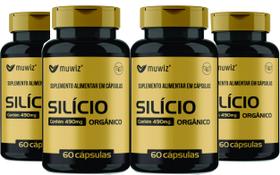 Silício Orgânico 240 Cápsulas 490 mg 4 frascos x 60 capsulas - Muwiz