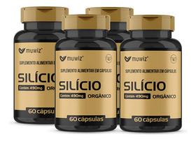 Silício Orgânico 490mg 60 Capsulas - Kit 4 Frascos Muwiz firmeza da pele fortalece cabelos e unhas Silício Orgânico 490mg 60 Capsulas - Kit 4 Frascos Muwiz firmeza da pele fortalece cabelos e unhas