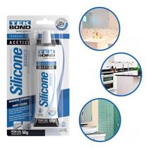 Silicone Acético Branco 50g Bisnaga Tek Bond Vedação Reparos Silicone Acético Branco 50g Bisnaga Tek Bond Vedação Reparos
