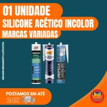 Silicone Acético Incolor Vedação Alta Resistência Kit 1 2 ou 3 Unidades Marcas Variadas Silicone Acético Incolor Vedação Alta Resistência Kit 1 2 ou 3 Unidades Marcas Variadas