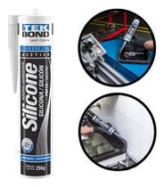 Silicone Acético Preto Tubo 256gr Tekbond Aplicador Vedação Silicone Acético Preto Tubo 256gr Tekbond Aplicador Vedação