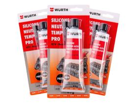 Silicone Alta Temperatura Pro Wurth 85g Preto - 3 Unidades